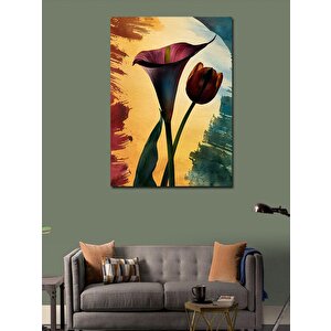Kanvas Tablo Kırmızı Zambak Ve Gül 50x70 cm