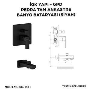 İgk Yapi - Gpd Mta160-s Pedra Tam Ankastre Banyo Bataryasi (si̇yah)