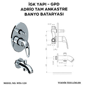 İgk Yapi - Gpd Mta120 Adri̇o Tam Ankastre Banyo Bataryasi