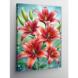 Kanvas Tablo Kırmızı Zambak Çiçeği 50x70 cm