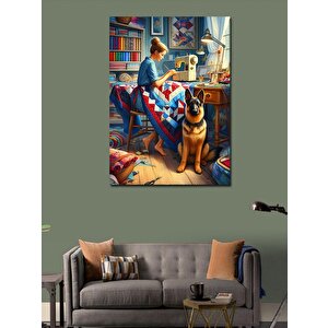 Kanvas Tablo Terzi Kadın Ve Köpeği 50x70 cm