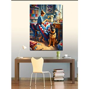 Kanvas Tablo Terzi Kadın Ve Köpeği 70x100 cm