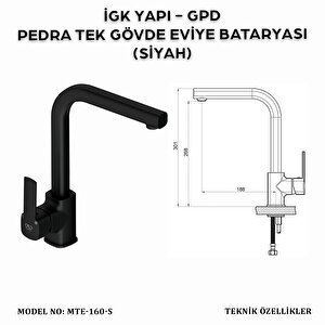 İgk Yapi - Gpd Mte160-s Pedra Tek Gövde Evi̇ye Bataryasi (si̇yah)