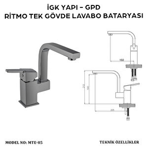 İgk Yapi - Gpd Mtl85 Ri̇tmo Tek Gövde Lavabo Bataryasi