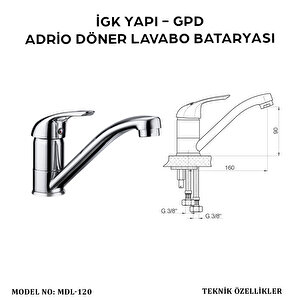 İgk Yapi - Gpd Mdl120 Adri̇o Döner Lavabo Bataryasi