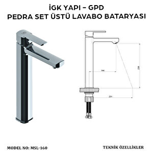 İgk Yapi - Gpd Msl160 Pedra Set Üstü Lavabo Bataryasi