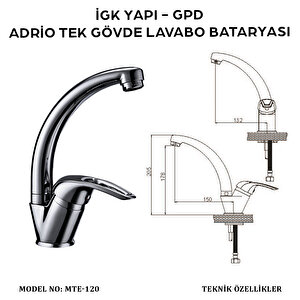 İgk Yapi - Gpd Mtl120 Adri̇o Tek Gövde Lavabo Bataryasi