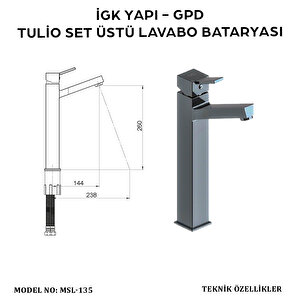 İgk Yapi - Gpd Msl135 Tuli̇o Set Üstü Lavabo Bataryasi