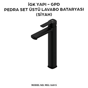 İgk Yapi - Gpd Msl160-s Pedra Set Üstü Lavabo Bataryasi (si̇yah)