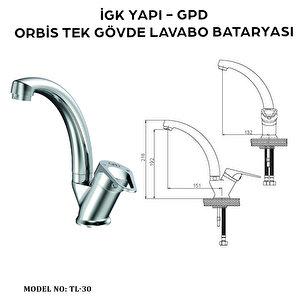 İgk Yapi - Gpd Tl30 Orbi̇s Tek Gövde Lavabo Bataryasi