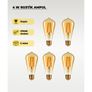 4w Rustik Ampul 2500k (amber Işık) St64 - 5 Adet