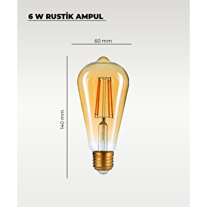 4w Rustik Ampul 2500k (amber Işık) St64 - 5 Adet
