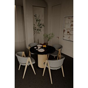 Antoryum Yuvarlak Yemek Masası Mutfak Masası Balkon Salon Masa Ahşap Ayaklı