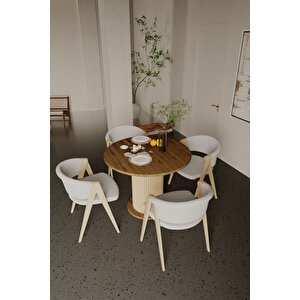 Antoryum Yuvarlak Şık Ayaklı Ceviz Mutfak Yemek Masası Balkon Salon Masa