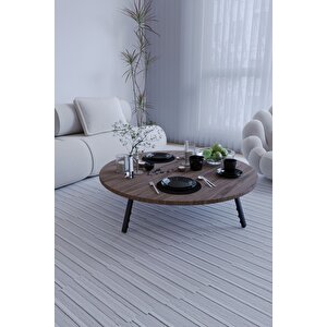 Kozalak Yuvarlak Katlanabilir Ayaklı Şık Yer Sofrası Ceviz 60 Cm