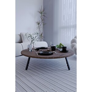 Kozalak Yuvarlak Katlanabilir Ayaklı Şık Yer Sofrası Ceviz 60 Cm