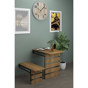 Begonya Duvara Monte Katlanabilir Tek Tabureli Pratik Mutfak Masası Yemek Masası Balkon Masası