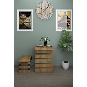 Begonya Duvara Monte Katlanabilir Tek Tabureli Pratik Mutfak Masası Yemek Masası Balkon Masası