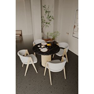 Antoryum Yuvarlak Yemek Masası Mutfak Masası Balkon Salon Masa Ahşap Ayaklı