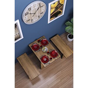 Firuze Duvara Monte Katlanabilir 2 Tabureli Pratikyemek Masası Mutfak Masası Balkon Masası