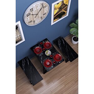 Firuze Duvara Monte Katlanabilir 2 Tabureli Pratik Yemek Masası Balkon Masası