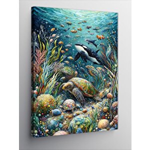 Kanvas Tablo Denizaltı Canlıları 70x100 cm
