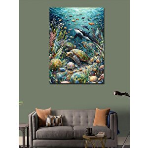 Kanvas Tablo Denizaltı Canlıları 70x100 cm