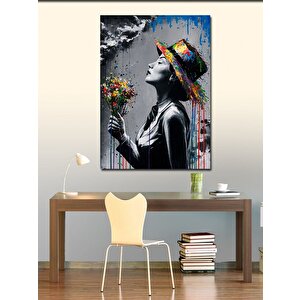 Kanvas Tablo Renkli Şapkalı Kız 50x70 cm