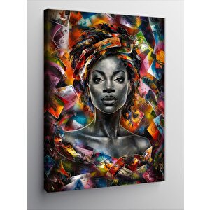 Kanvas Tablo Renkler Ve Afrikalı Kadın 100x140 cm