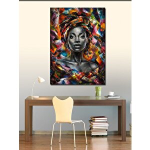 Kanvas Tablo Renkler Ve Afrikalı Kadın 100x140 cm