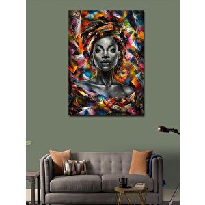 Kanvas Tablo Renkler Ve Afrikalı Kadın 100x140 cm
