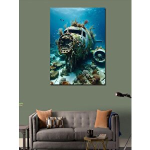 Kanvas Tablo Denizin Altında Batık Uçak 100x140 cm