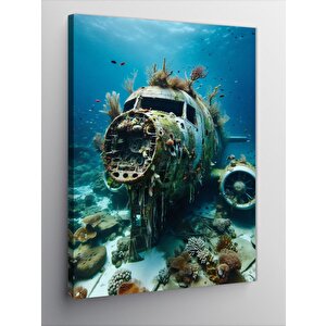 Kanvas Tablo Denizin Altında Batık Uçak 70x100 cm
