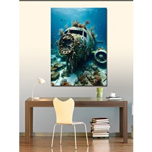 Kanvas Tablo Denizin Altında Batık Uçak 50x70 cm