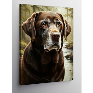 Kanvas Tablo Av Köpeği Ve Nehir 50x70 cm
