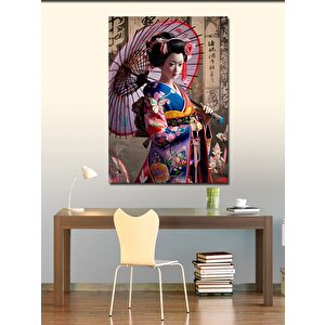 Kanvas Tablo Şemsiyeli Japon Kadın 100x140 cm