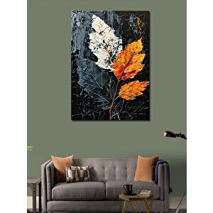 Kanvas Tablo Siyah Desenli Yaprak Pastel Renk 70x100 cm