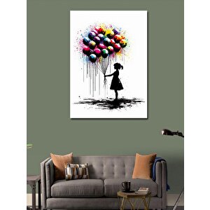 Kanvas Tablo Renkli Uçan Balonlu Çocuk 50x70 cm