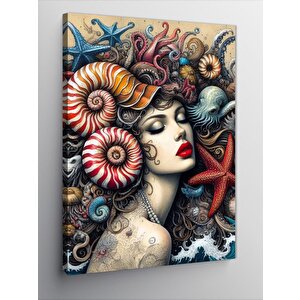 Kanvas Tablo Deniz Canlıları Ve Kadın 50x70 cm