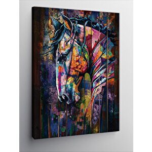 Kanvas Tablo Renkli Desenler Ve At 100x140 cm