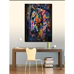 Kanvas Tablo Renkli Desenler Ve At 100x140 cm