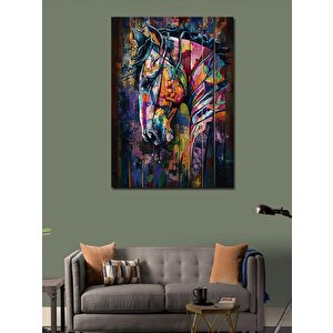 Kanvas Tablo Renkli Desenler Ve At 100x140 cm