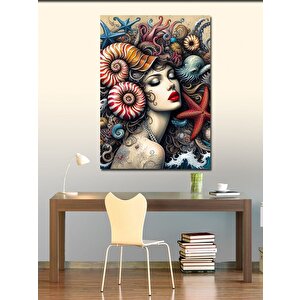 Kanvas Tablo Deniz Canlıları Ve Kadın 100x140 cm