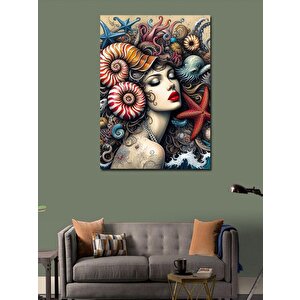 Kanvas Tablo Deniz Canlıları Ve Kadın 100x140 cm