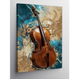 Kanvas Tablo Keman Ve Pastel Renk Desenler 100x140 cm