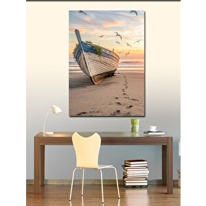 Kanvas Tablo Kumsaldaki Tekne Ve Deniz 50x70 cm