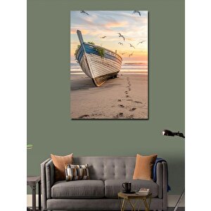 Kanvas Tablo Kumsaldaki Tekne Ve Deniz 50x70 cm