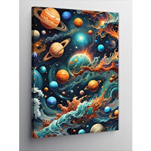 Kanvas Tablo Gezegenler Ve Pastel Renk Desenler 70x100 cm