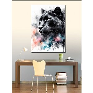 Kanvas Tablo Siyah Panter Ve Renkli Dumanlar 100x140 cm