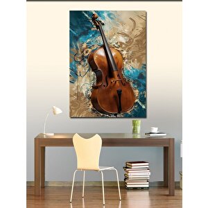 Kanvas Tablo Keman Ve Pastel Renk Desenler 50x70 cm